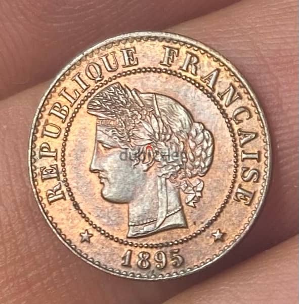 عملة عملات قديمة واحد سنتيم فرنسي ١٨٩٥ وزن ١ غرام من اصغر العملات 1