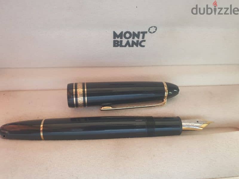 fountain pen mont blanc, with box and papers, big size, 18k gold 5
