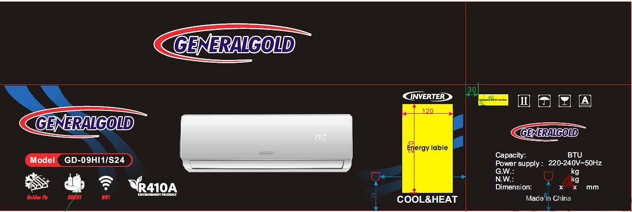 GeneralGold TCL Inverter AC 9000Btu Ampere Control مكيف انفرتر مع نحاس 1