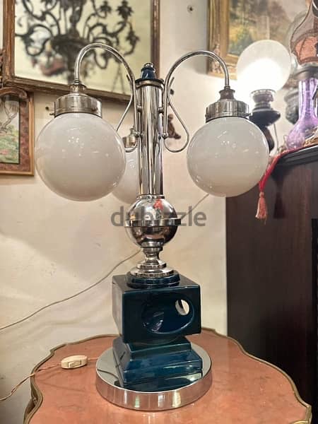 vintage table lamp chrome&glass murano 1960'sلمبادير ستينات رائع كروم 1