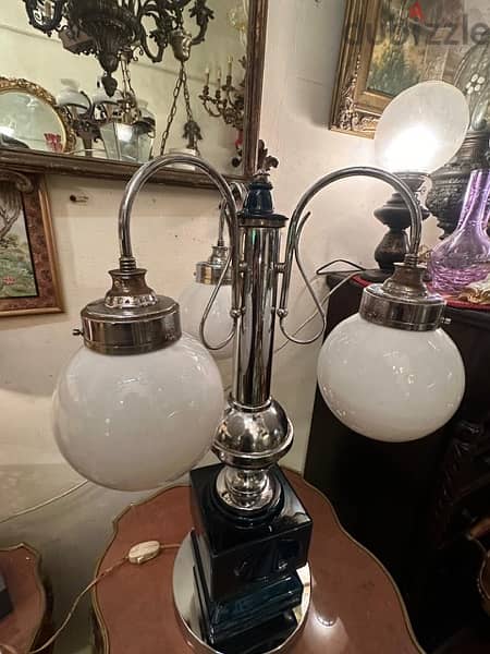 vintage table lamp chrome&glass murano 1960'sلمبادير ستينات رائع كروم 3