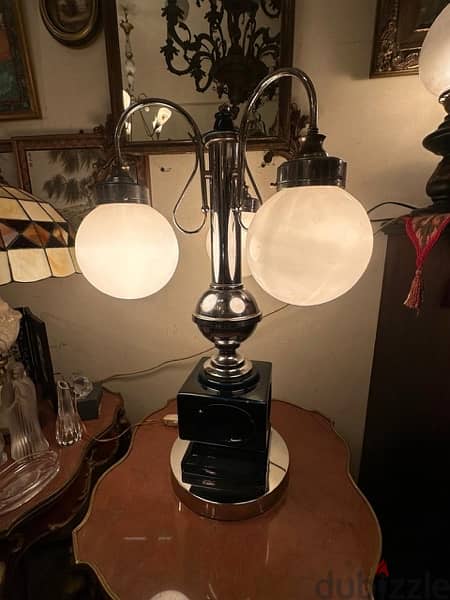 vintage table lamp chrome&glass murano 1960'sلمبادير ستينات رائع كروم 4