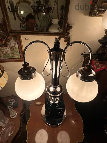 vintage table lamp chrome&glass murano 1960'sلمبادير ستينات رائع كروم 5