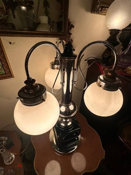 vintage table lamp chrome&glass murano 1960'sلمبادير ستينات رائع كروم 6