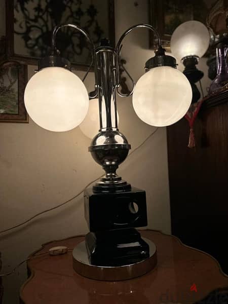 vintage table lamp chrome&glass murano 1960'sلمبادير ستينات رائع كروم 7