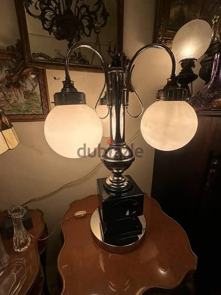 vintage table lamp chrome&glass murano 1960'sلمبادير ستينات رائع كروم 8