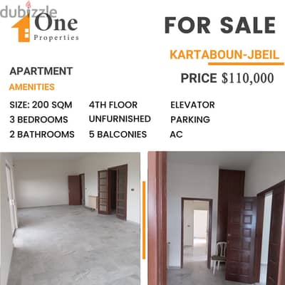 APARTMENT for SALE, in KARTABOUN / JBEIL, with a great sea view.