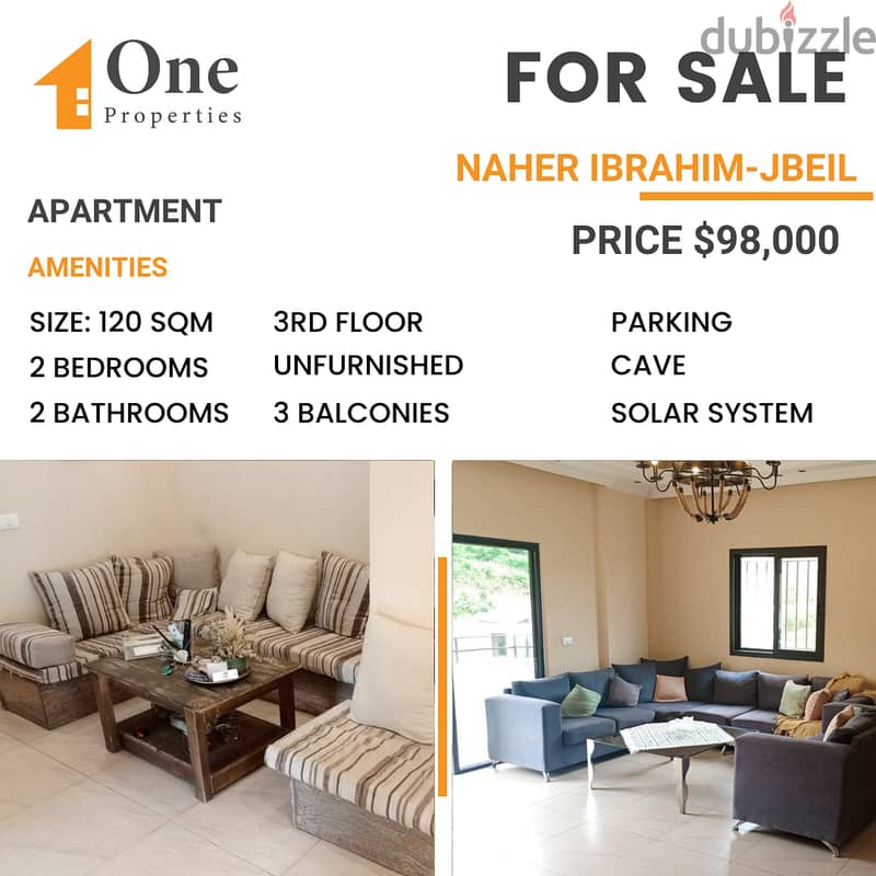 APARTMENT for SALE, in NAHER IBRAHIM / JBEIL, with a great sea view. 0