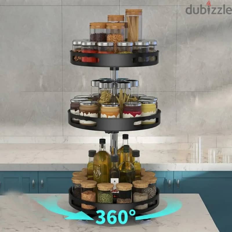 Rotating Spice Stand, 3-Layer Seasoning Organizer, 360° Trays ستاند 1