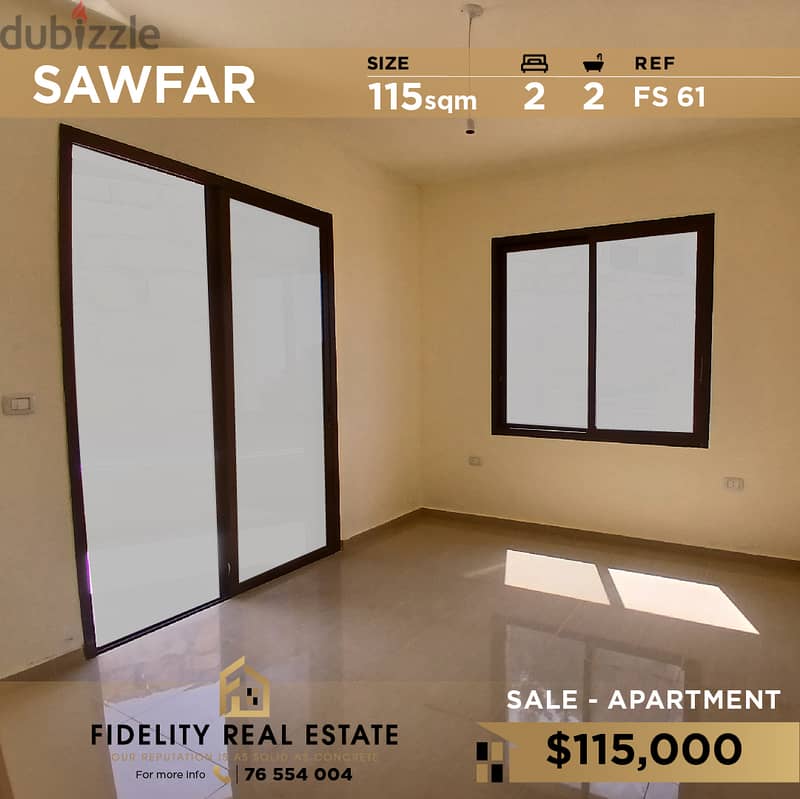 Apartment for sale in Sawfar FS61 شقة للبيع في صوفر 0