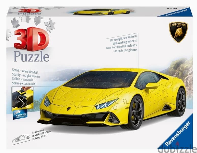 3D Lamborghini Huracán Evo Yellow Puzzle, 108 Pieces, 8+ Years 2