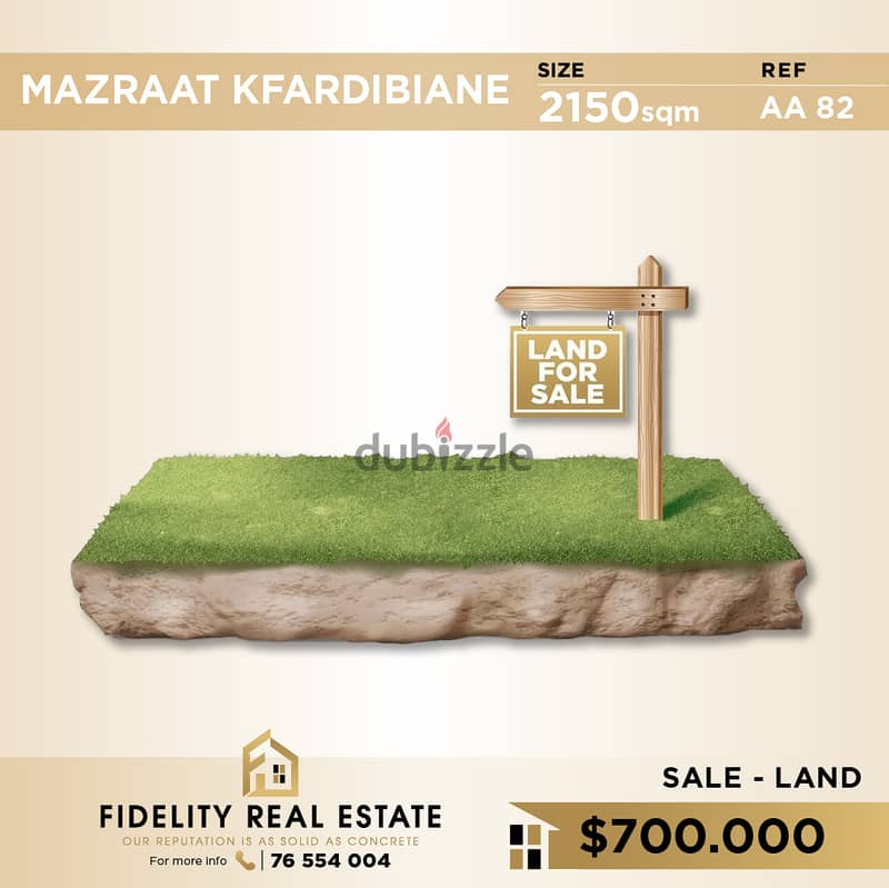 Land for sale in Mazraat Kfardibiane AA82 أرض للبيع في مزرعة كفرذبيان 0