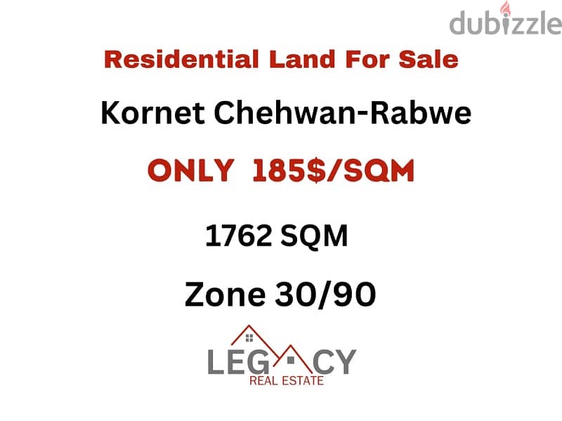 Land For Sale In Kornet Chehwan Rabwe Only 185$/SQM 0