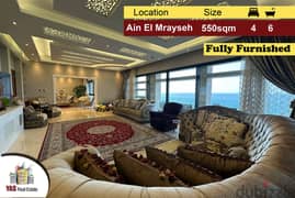 Ain El Mrayseh 550m2 | Furnished | Astonishing View | Decorated | PA | 0