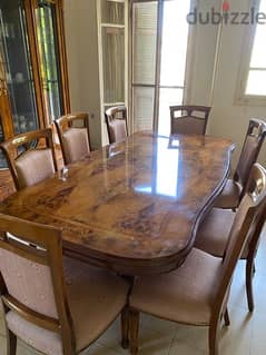 Dining table with chairs with vitrine -فيترين طاولة سفرة مع