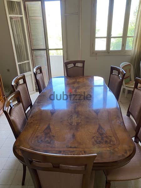 Dining table with chairs with vitrine -فيترين طاولة سفرة مع 3