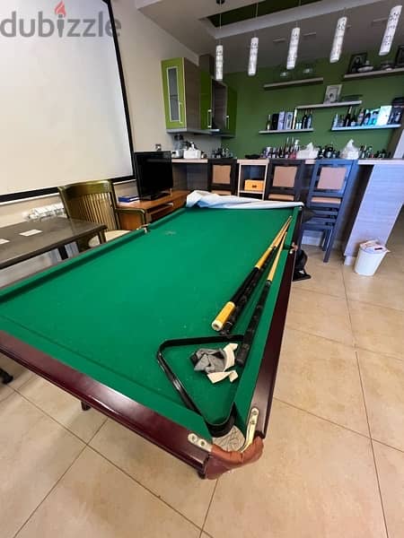 billiard table with cover, balls, and everything 2