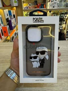 Karl Lagerfeld glitter case with karl&choupette logo 15 pro black