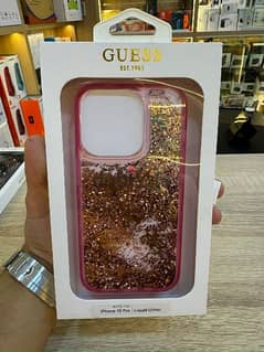 Guess liquid glitter case with guess pattern 15 pro pink 0
