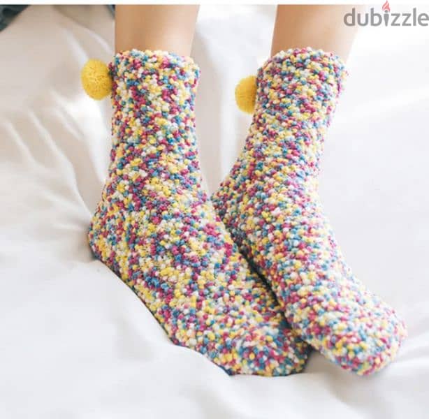 cute women's wool warm pompom socks 1