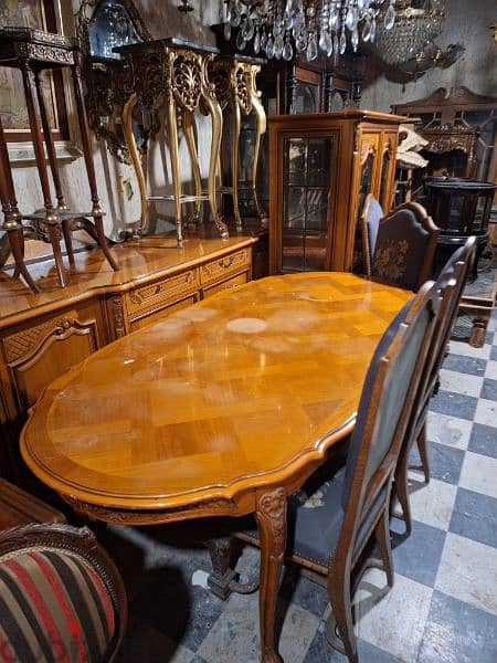غرفة سفرة فرنسية رائعة جدا مميزة حفر ناعم انتيك كاملة dining table 1
