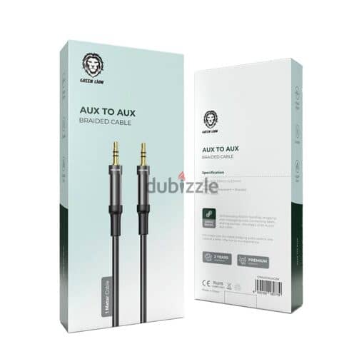 Green Lion AUX to AUX Braided Cable 1M 1