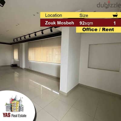 Zouk Mosbeh 92m2 | office | Rent | Upgraded | Prime Location | MY |