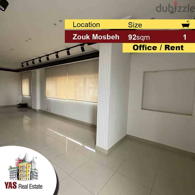 Zouk Mosbeh 92m2 | office | Rent | Upgraded | Prime Location | MY | 0