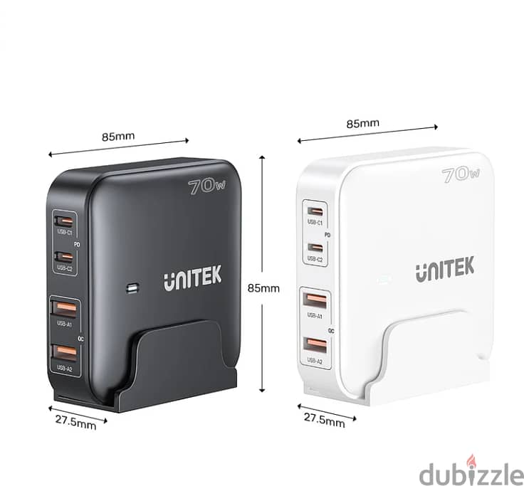 Unitek 70W Desktop Charging Station (White, Black) 4
