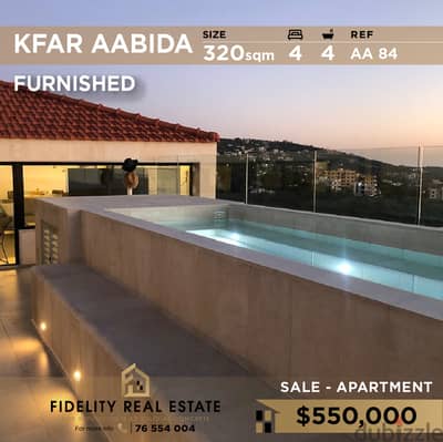 Furnished duplex apartment for sale in Kfaraabida AA84