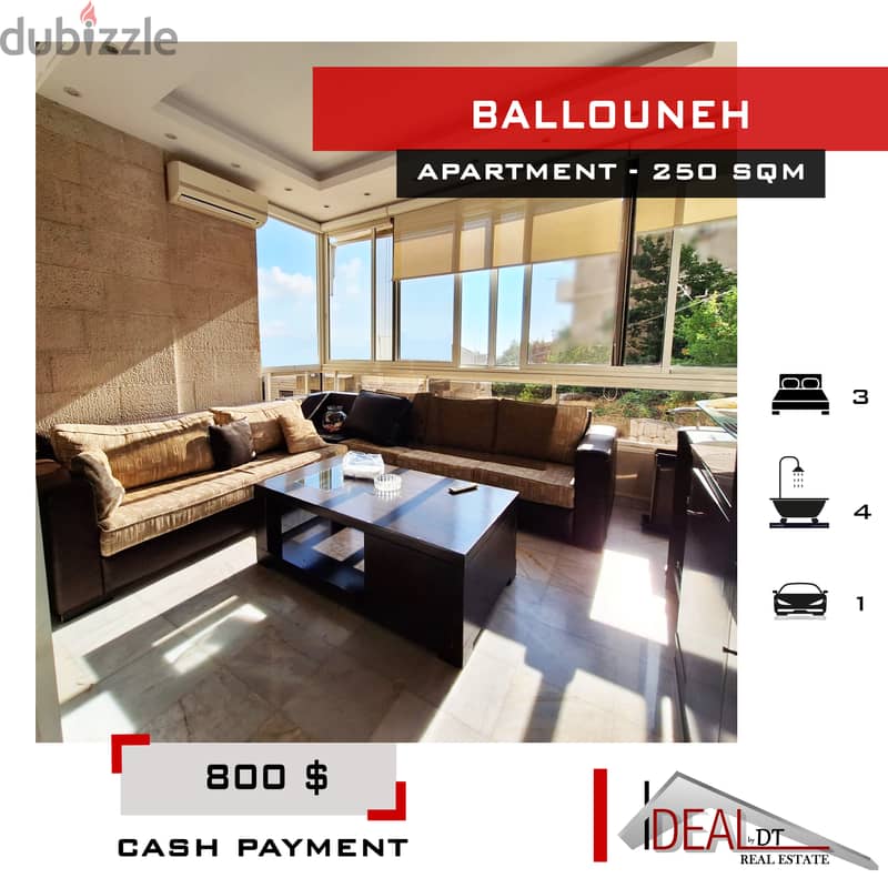 Apartment for rent in Ballouneh 250 sqm ref#wt18042 0