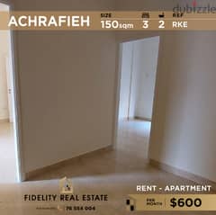 Apartment for rent in Achrafieh RKE 0