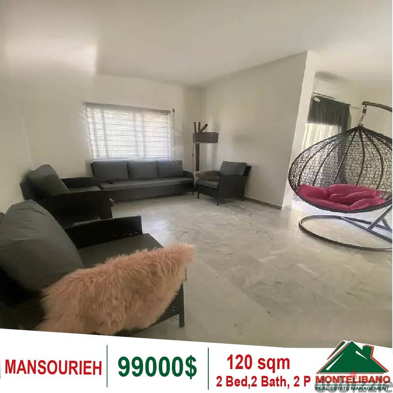 99000$!! Apartment for sale located in Mansourieh 1