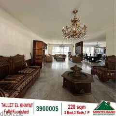 390000$!! Fully Furnished Apartment for sale in Tallet El Khayat 0