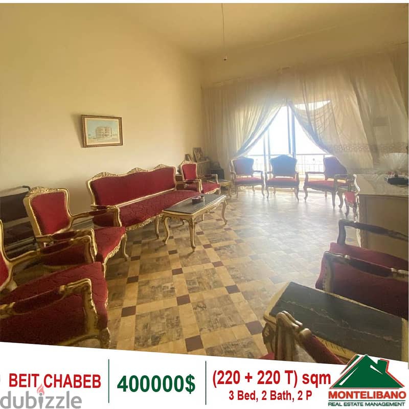400000$!! Open View Apartment for sale located in Beit Chabeb 4
