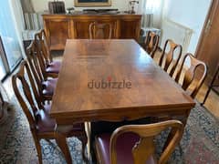 Antique Queen Ann Dining Room set with a dresser and 8 chairs. 0
