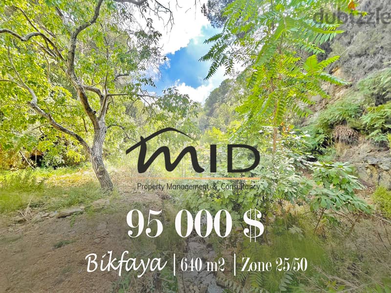 Bikfaya | 640m² Land | Green Tranquility | Road Access | Zone 25/50 1