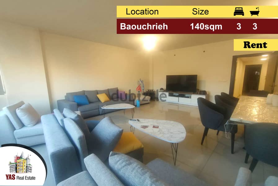 Baouchrieh 140m2 | Rent | Mint Condition | Easy Access | Decorated |AA 0