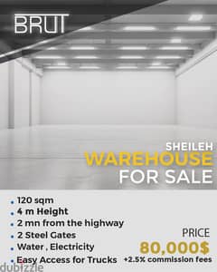 120 sqm Warehouse for sale in Sheileh - Keserwan - 2mn to highway 0