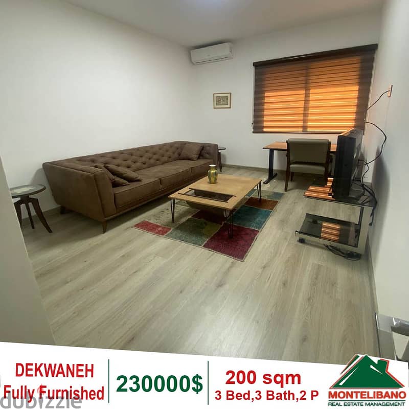 230000$Prime Location &Fully Furnished Apartment for sale in Dekwaneh 1