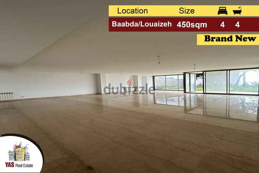 Baabda/Brazilia 450m2 | 150m2 Garden | Brand New | Open View | PA | 0