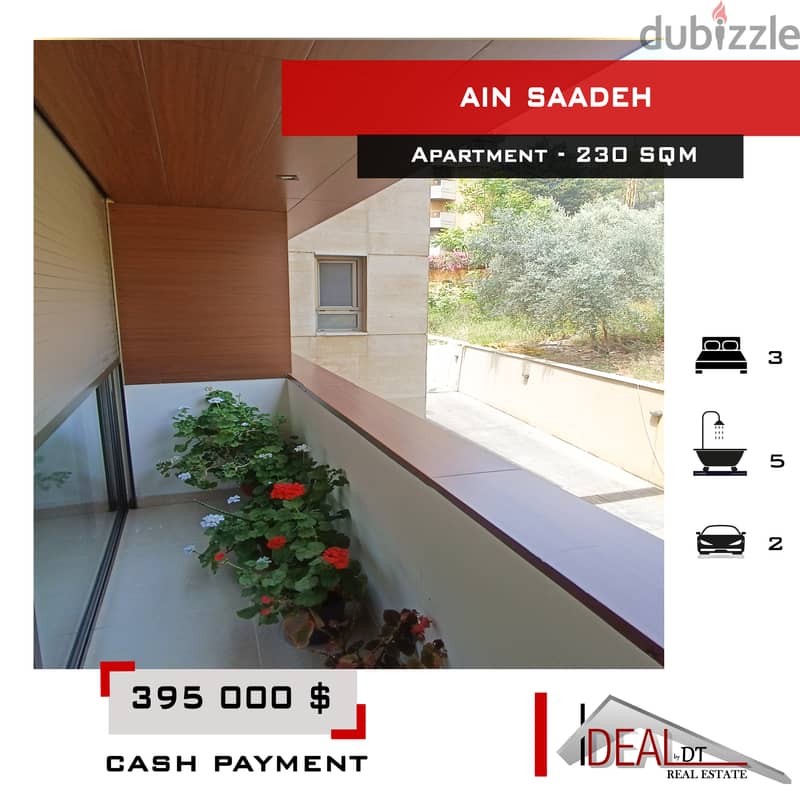 Apartment for sale in Ain Saadeh 230 sqm ref#yc110 0