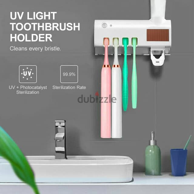 UV Toothbrush Sterilizer with Toothpaste Dispenser, Teeth Sanitizer 2