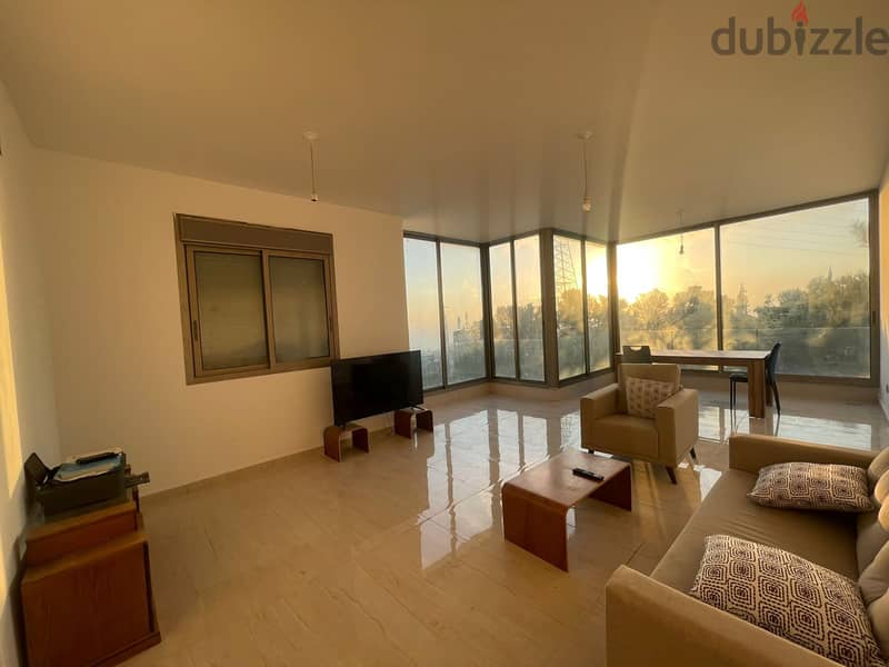 170 SQM Semi-Furnished Apartment in Aoukar, Metn with Mountain View 0