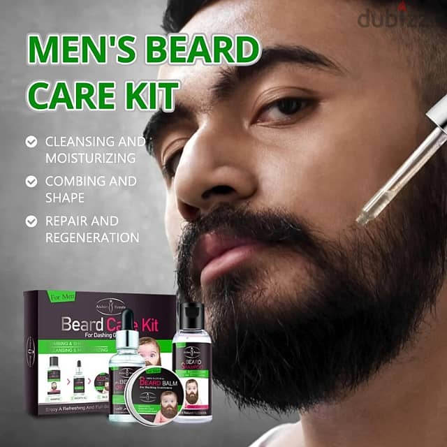 Aichun Beauty Beard Care Kit, 3-in-1 Shampoo, Growth Oil & Balm 2