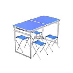 Picnic Table Set, Height-Adjustable Camping Table with 4 Chairs طاولة 0