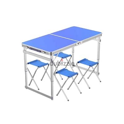 Picnic Table Set, Height-Adjustable Camping Table with 4 Chairs طاولة