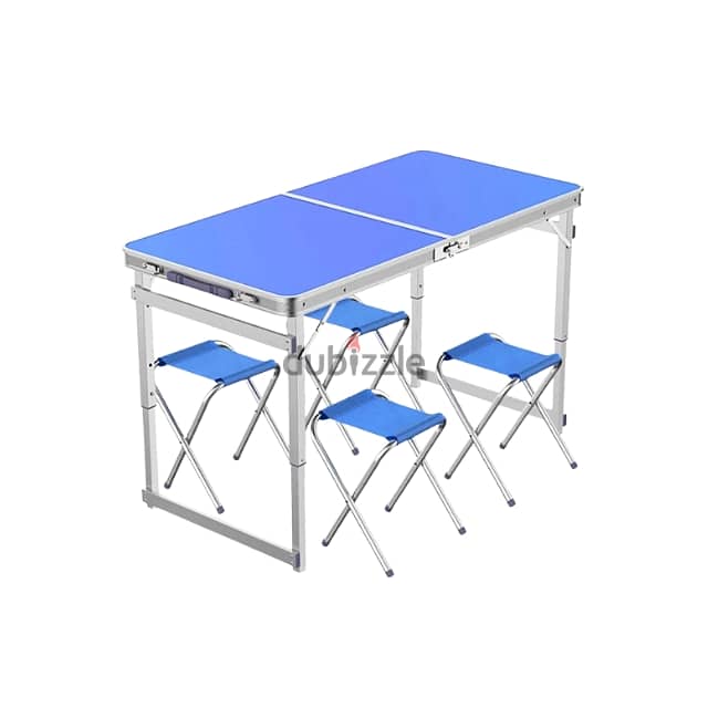 Picnic Table Set, Height-Adjustable Camping Table with 4 Chairs طاولة 0