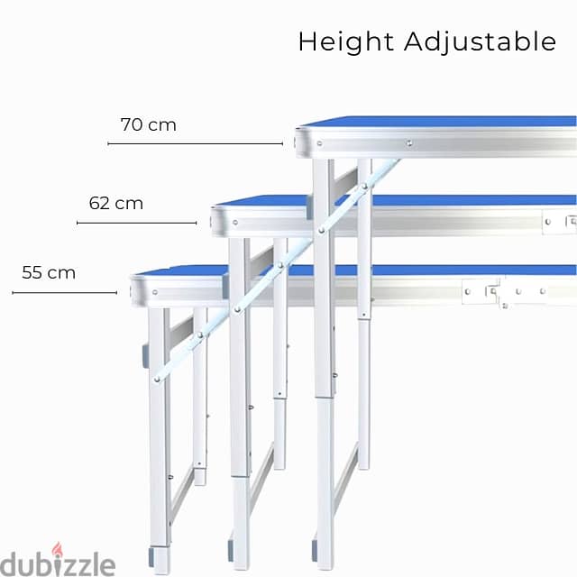 Picnic Table Set, Height-Adjustable Camping Table with 4 Chairs طاولة 3