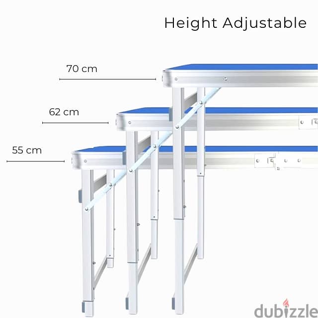 Picnic Table Set, Height-Adjustable Camping Table with 4 Chairs 2